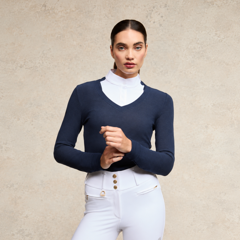 Holland Cooper Gatcombe Long Sleeve Show Shirt - Ink Navy-1