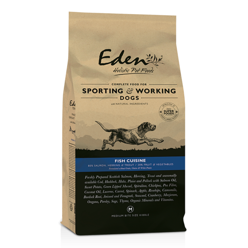 Eden 80/20 Fish Cuisine Sporting and Working Dog Food Medium Kibble - 15kg