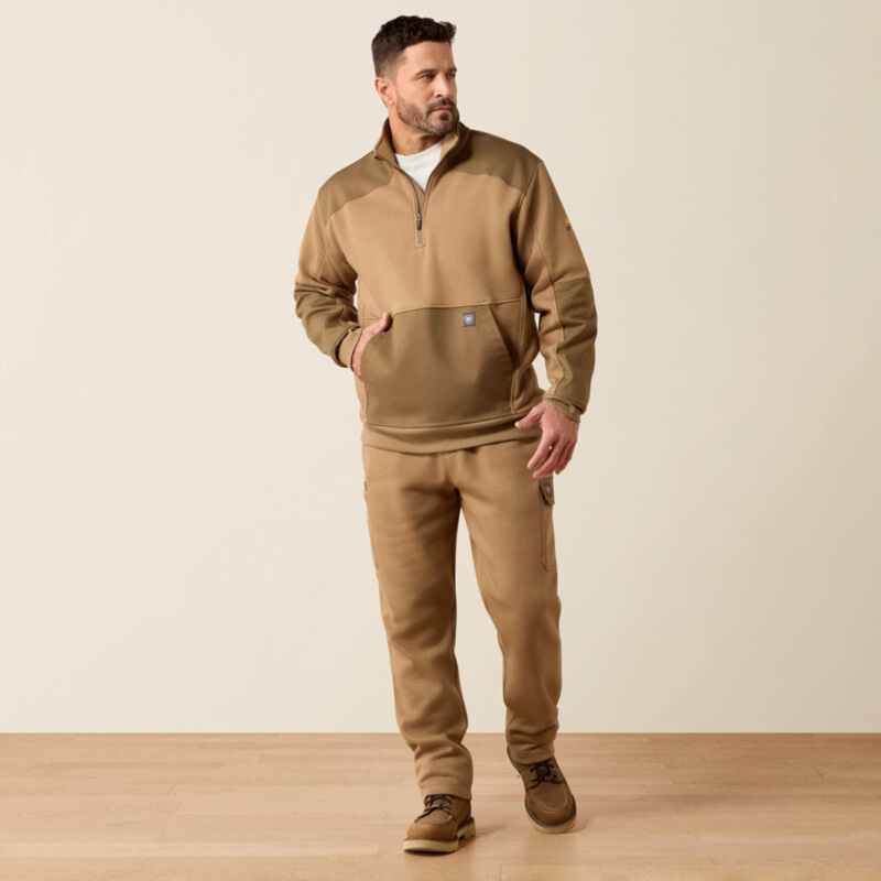 Ariat Men's Rebar Workman Duracanvas 1/4 Zip Sweatshirt - Field Khaki-4