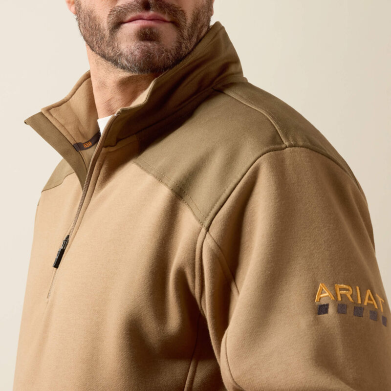 Ariat Men's Rebar Workman Duracanvas 1/4 Zip Sweatshirt - Field Khaki-2