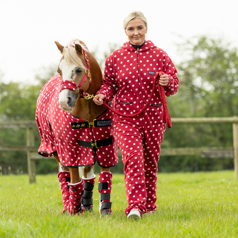 Supreme Products Child's Dotty Fleece Onesie - Rich Raspberry-1