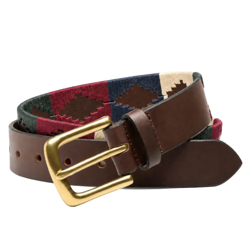 Ibex of England Men's Polo Belt - Green/Burgundy/Navy/Ecru