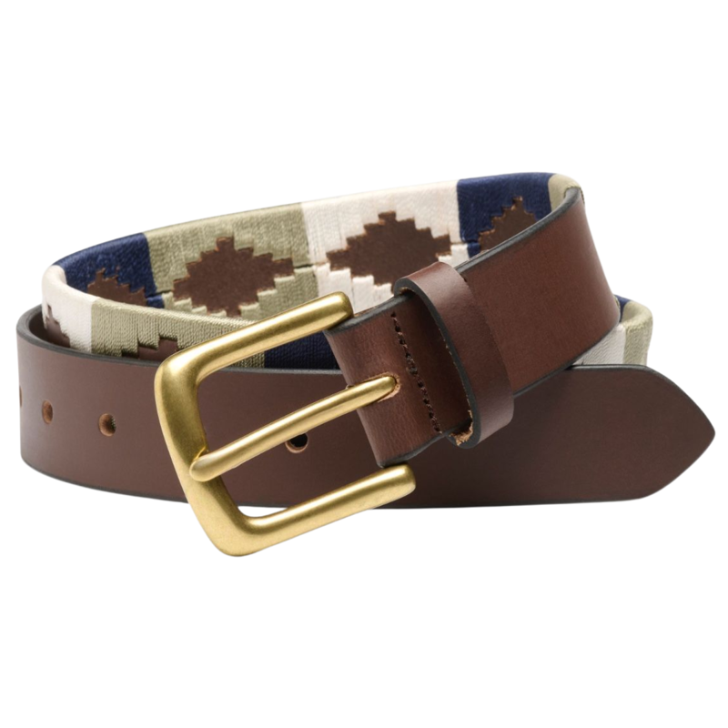 Ibex of England Men's Polo Belt - Taupe/Beige/Navy
