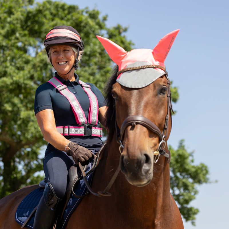Hy Equestrian Reflector Luminous Ear Bonnet - Pink