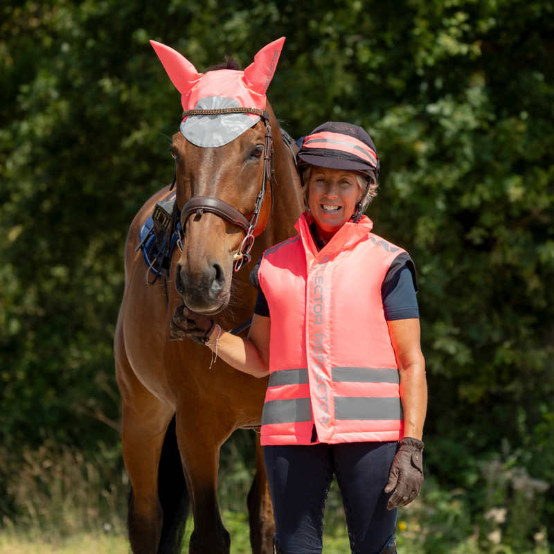 Hy Equestrian Reflector Luminous Ear Bonnet - Pink-1