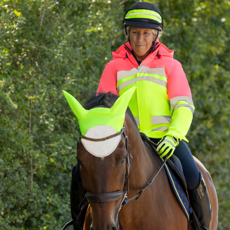 Hy Equestrian Reflector Luminous Ear Bonnet - Yellow-2
