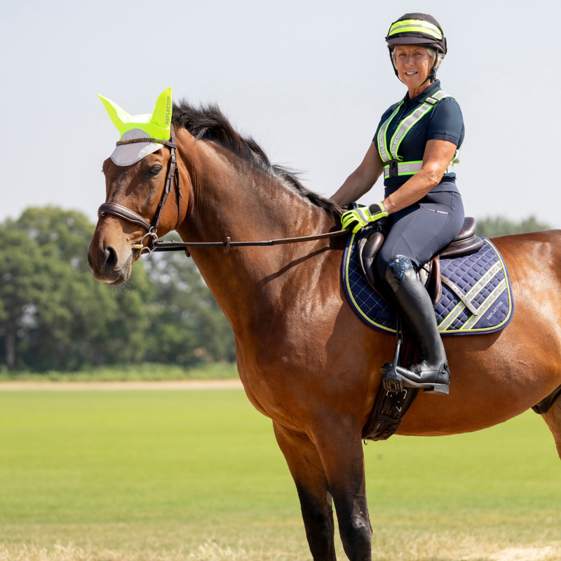 Hy Equestrian Reflector Luminous Ear Bonnet - Yellow-1