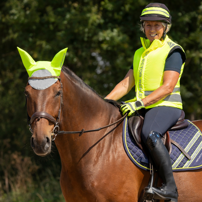 Hy Equestrian Reflector Luminous Ear Bonnet - Yellow