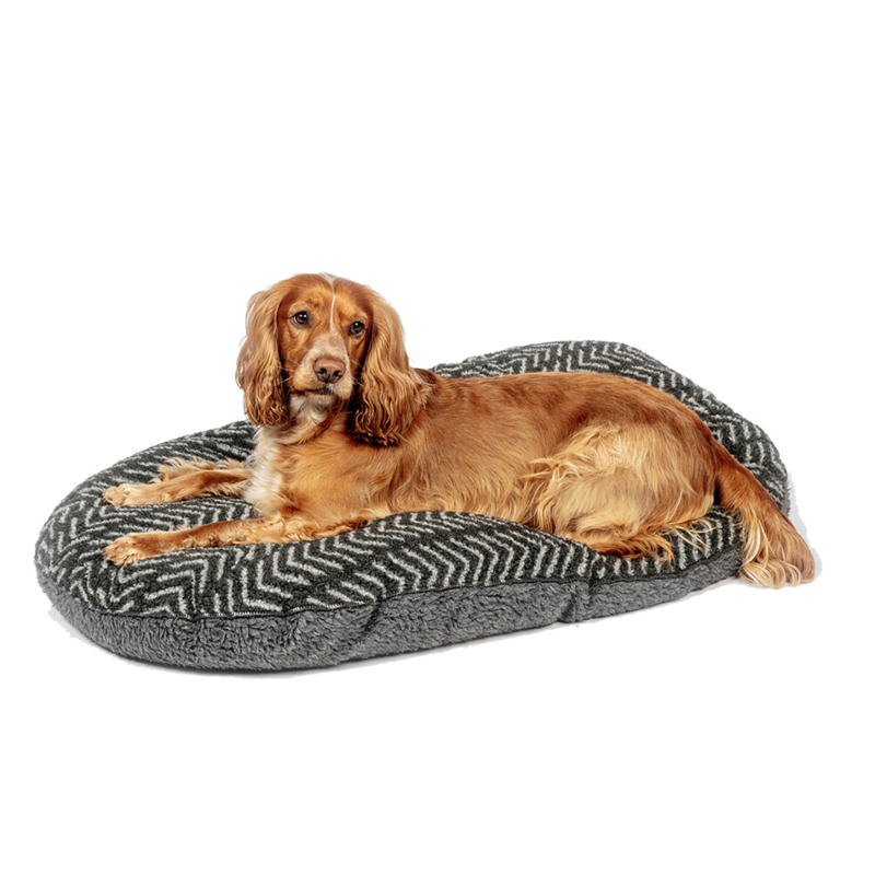 Danish Design Fleece Quilted Mattress Dog Bed - Charcoal Arrows