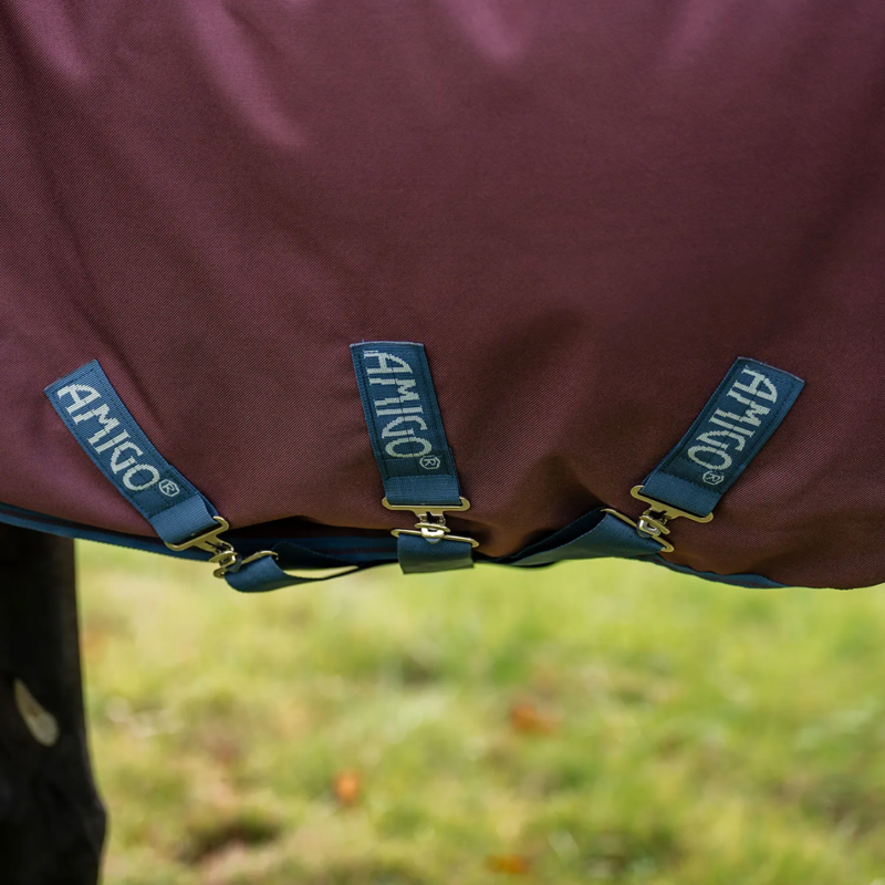 Horseware Amigo 1200D 100g Turnout Rug Plus - Burgundy/Navy/Titanium Grey-2