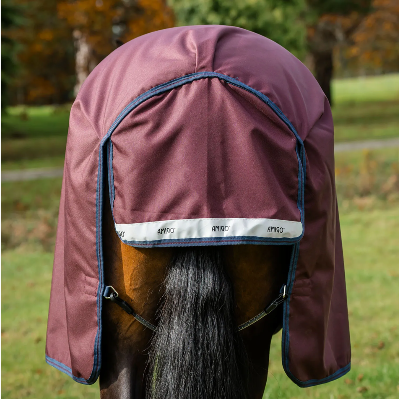 Horseware Amigo 1200D 100g Turnout Rug Plus - Burgundy/Navy/Titanium Grey-3