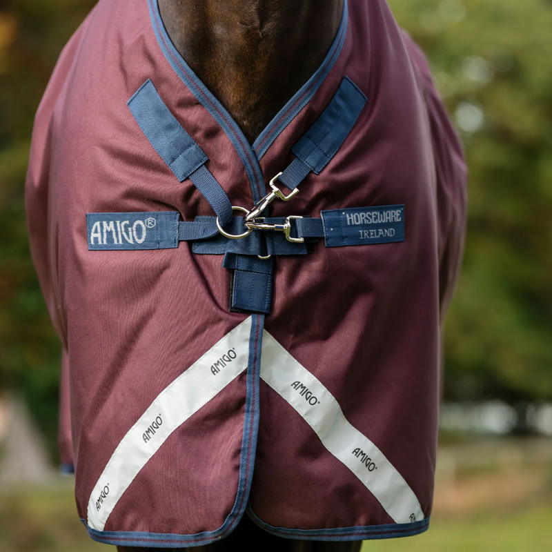 Horseware Amigo 1200D 100g Turnout Rug Plus - Burgundy/Navy/Titanium Grey-1