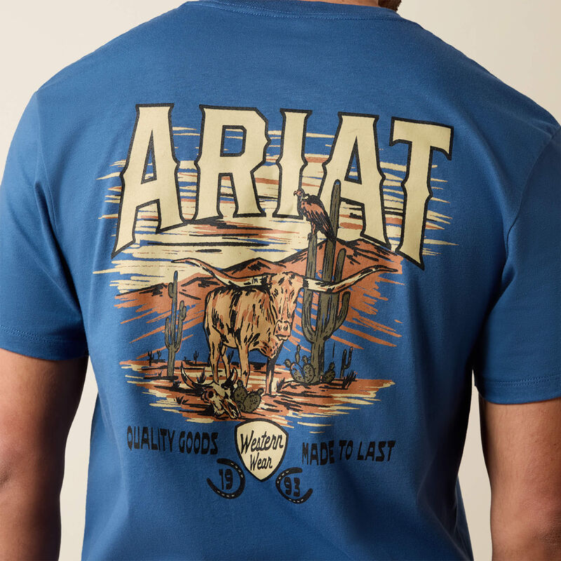 Ariat Men's Lone Longhorn T-Shirt - Grisalle-3