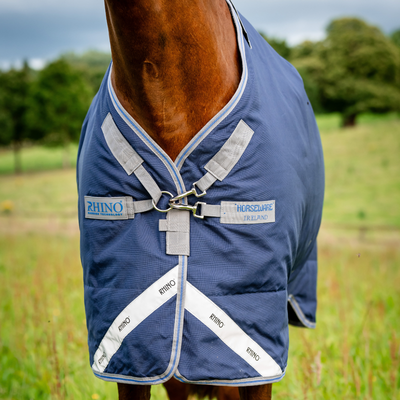 Horseware Rhino Plus VL 250g Medium Turnout Rug  - Navy/Titanium Grey Classic Blue-1