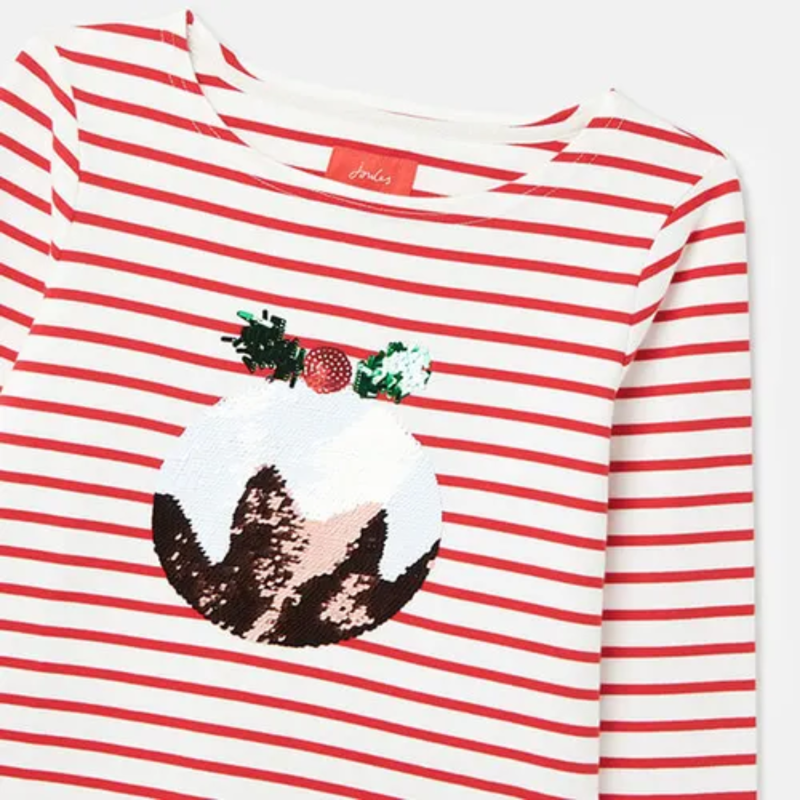 Joules Christmas Pud Harbour Luxe Long Sleeve Jersey Top -1