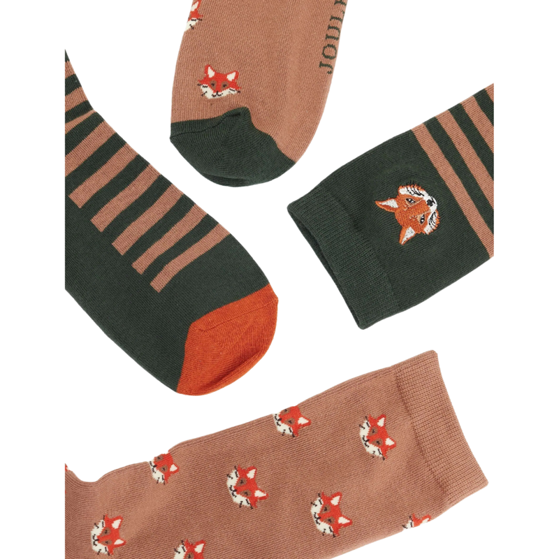 Joules Men's Kingsbury 2 Pack Socks - Green Fox-2