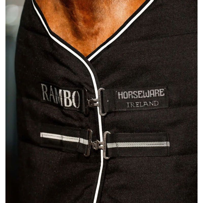 Horseware Rambo Embossed Lining 400g Stable Rug - Black/Black/Silver -1