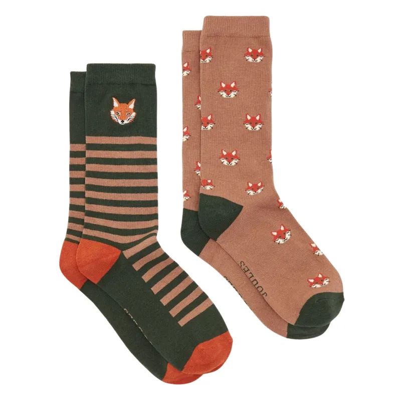 Joules Men's Kingsbury 2 Pack Socks - Green Fox