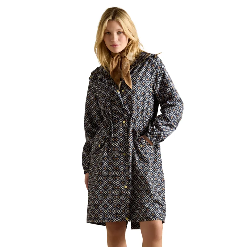 Joules Ladies Holkham Waterproof Packable Raincoat - Flower Geo
