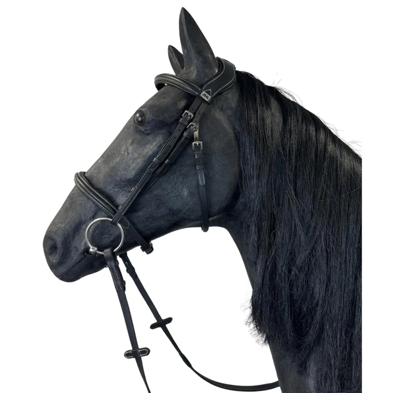 JHL Padded Fancy Stitch Cavesson Bridle - Black