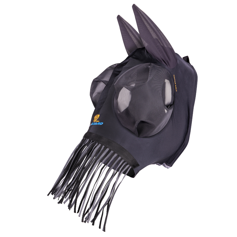 Shires FlyGuard Pro Stretch Fly Mask with Ears and Nose Fringe - Jet-1