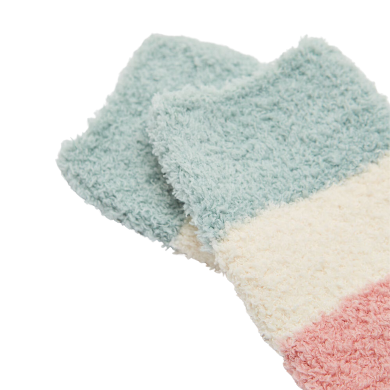Joules Ladies Fluffy Socks - Pastel Stripe-2