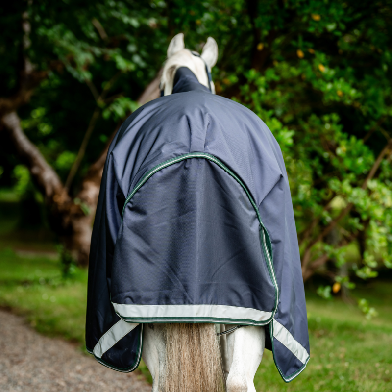 Horseware Rambo 400g Heavy Wug Turnout Rug - Navy/Hunter Green/Silver-4