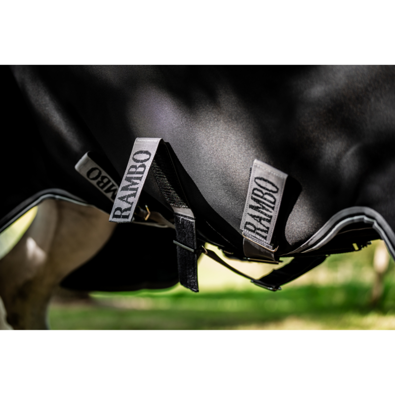 Horseware Rambo Supreme 1680D Vari-Layer 250g Turnout - Black/Thunderstorm Grey/Silver-6