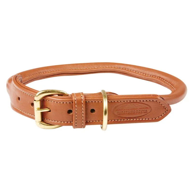 WeatherBeeta Rolled Leather Dog Collar - Tan