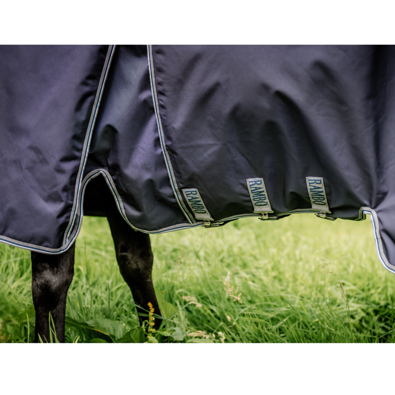 Horseware Rambo Optimo Original 0g Turnout Outer Only - Navy/Thunderstorm Grey/Silver-6