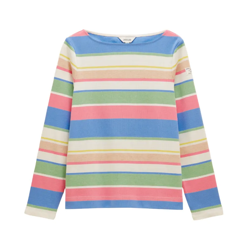 Joules Ladies Harbour Boat Neck Printed Top - Multi Stripe