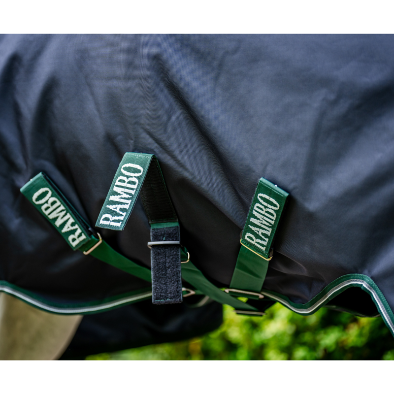 Horseware Rambo 50g Light Wug Turnout Rug - Navy/Hunter Green/Silver-6