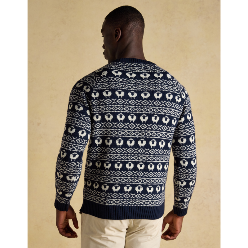 Joules Men's Baa Humbug Knit Christmas Jumper - Navy-2