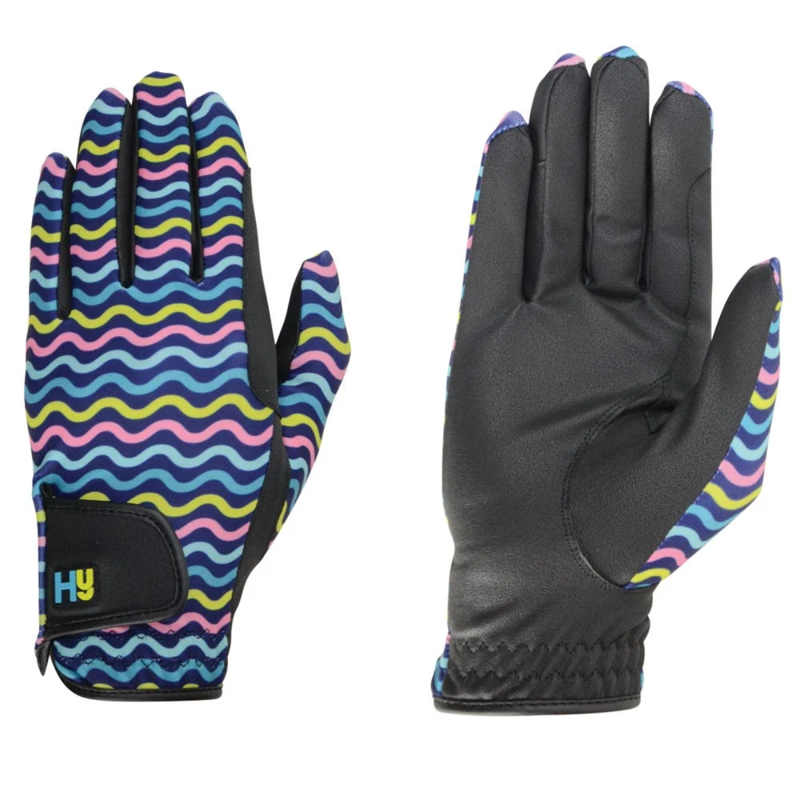 Hy Equestrian Lightweight Printed Riding Gloves XL - Wavy Pattern