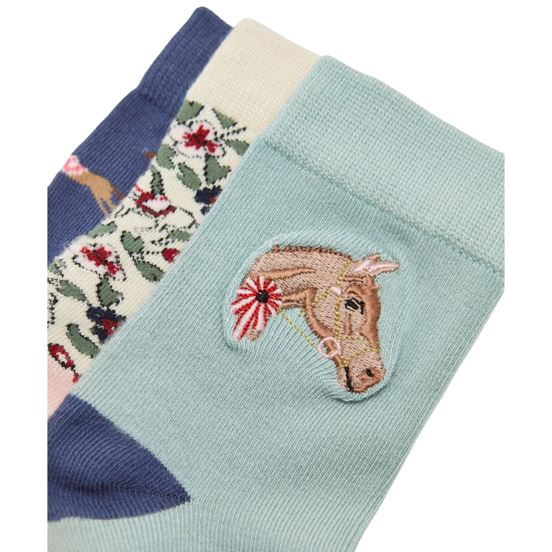 Joules Junior Neat Feet 3 Pack Socks - Equestrian-2