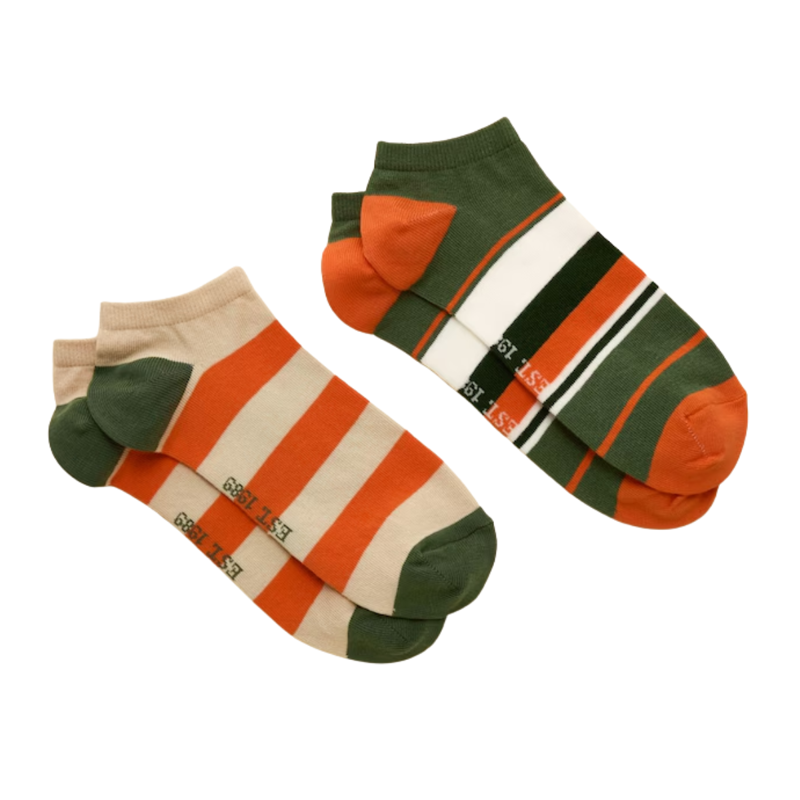 Joules Men's' Rilla Socks 2 Pack - Green Orange 