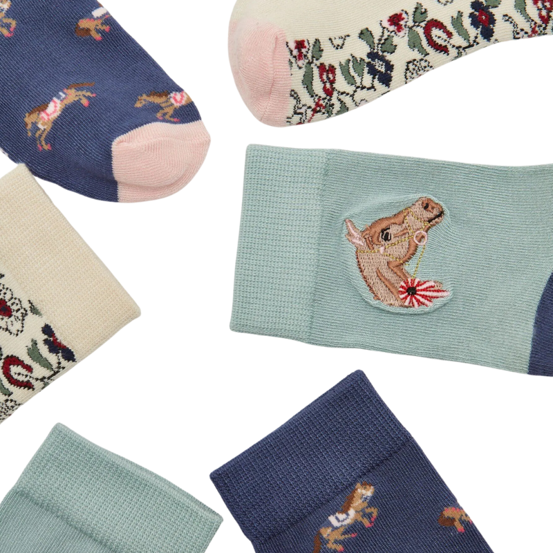 Joules Junior Neat Feet 3 Pack Socks - Equestrian-1