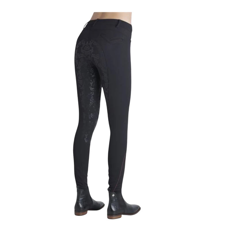 Montar Skye Contrasting Stitching Ladies Full Grip Breeches - Black/Eggp