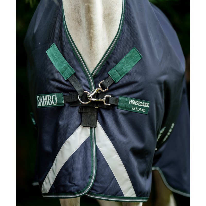 Horseware Rambo 50g Light Wug Turnout Rug - Navy/Hunter Green/Silver-1