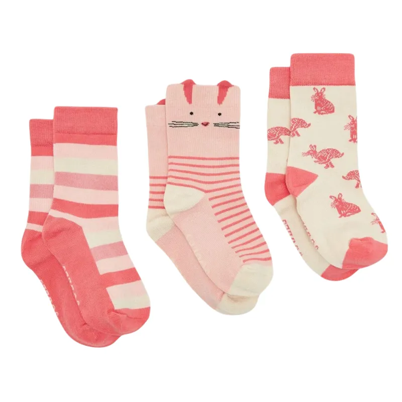 Joules Junior Neat Feet 3 Pack Socks - Bunny