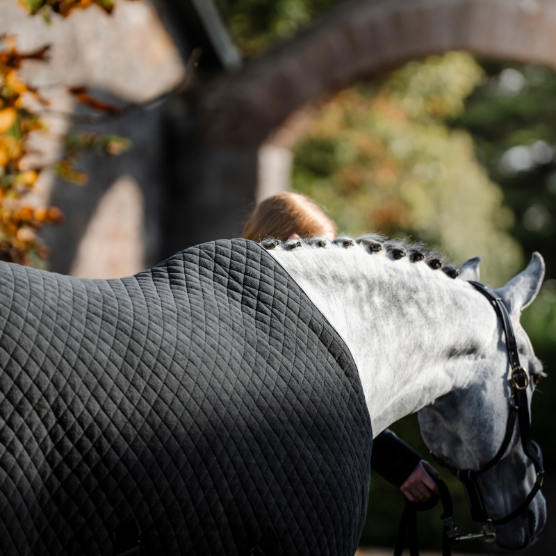 Horseware Thermal Cooler Rug - Black/Thunderstorm Grey Silver-5