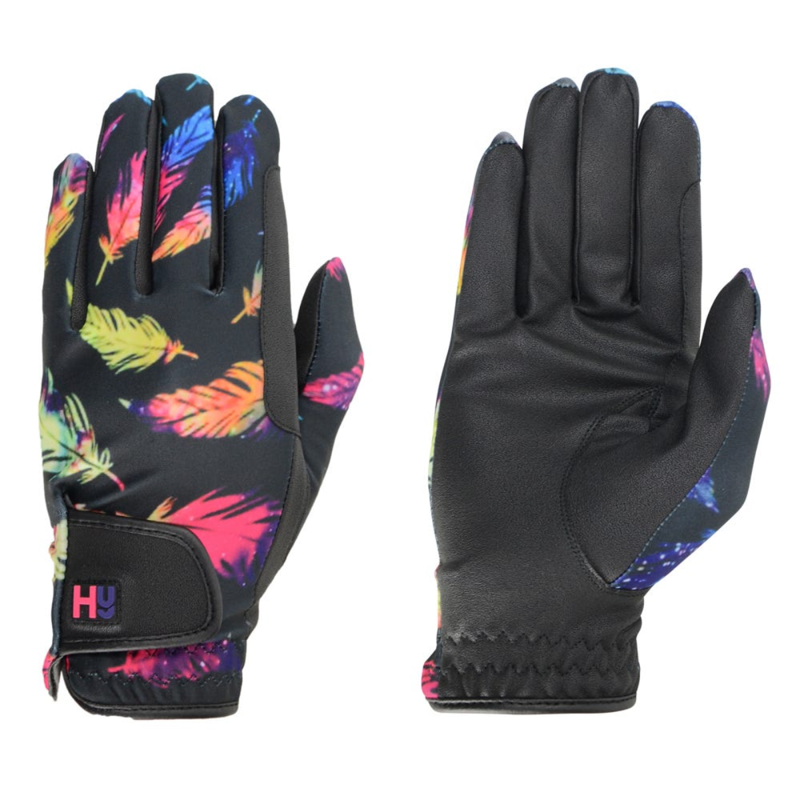 Hy Equestrian Lightweight Printed Riding Gloves XL - Leaf Pattern