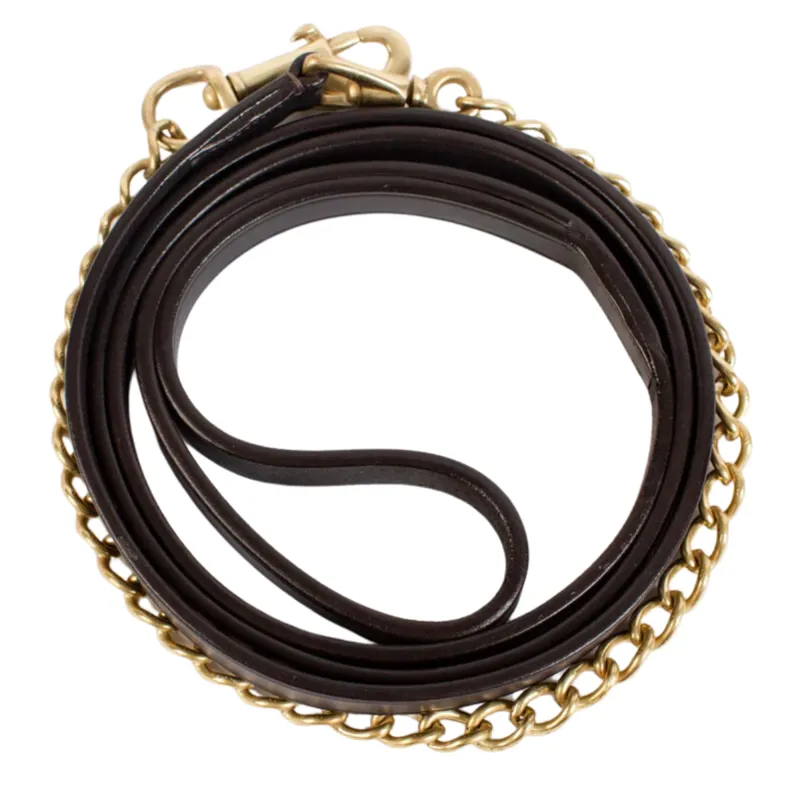 EcoRider Brass Lead with Chain - Brown - 1.5m