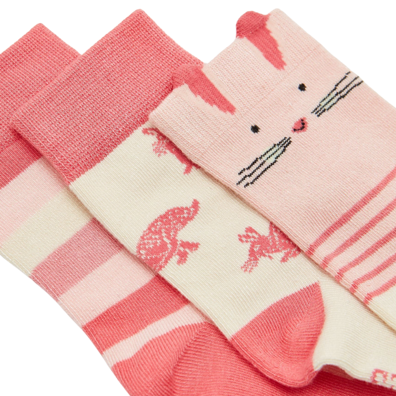 Joules Junior Neat Feet 3 Pack Socks - Bunny-1
