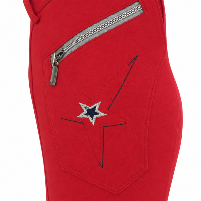 Montar Full Skin Star Silicone Patch Seat Breeches - Red-2