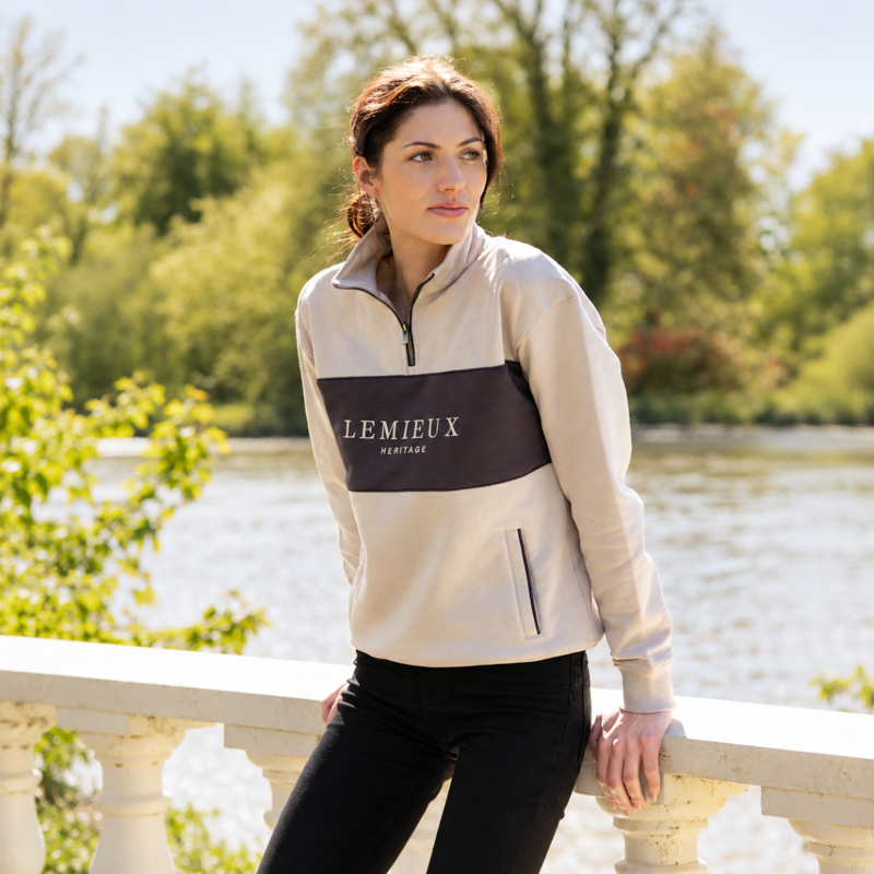 LeMieux Heritage Quarter Zip Sweat - Stone-6