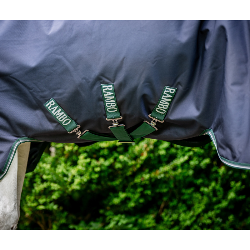 Horseware Rambo 50g Light Wug Turnout Rug - Navy/Hunter Green/Silver-3