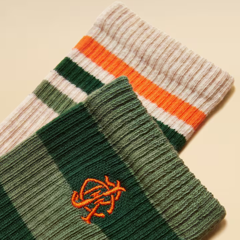 Joules Men's Volley Socks 2 Pack - Green Orange-1