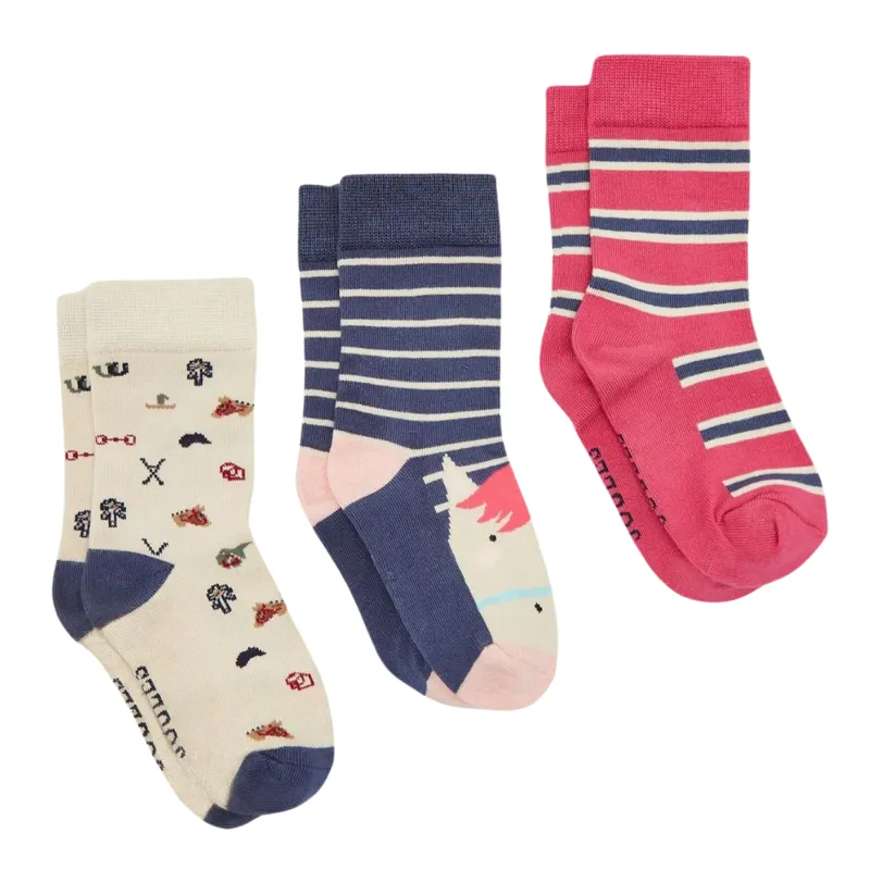 Joules Junior Neat Feet 3 Pack Socks - Horse