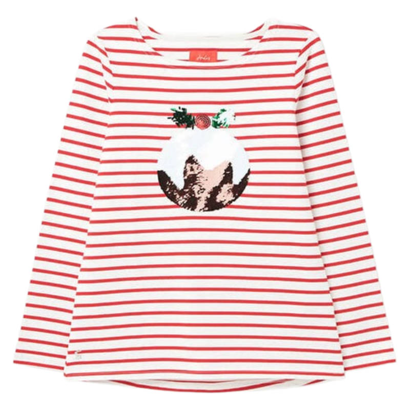 Joules Christmas Pud Harbour Luxe Long Sleeve Jersey Top 